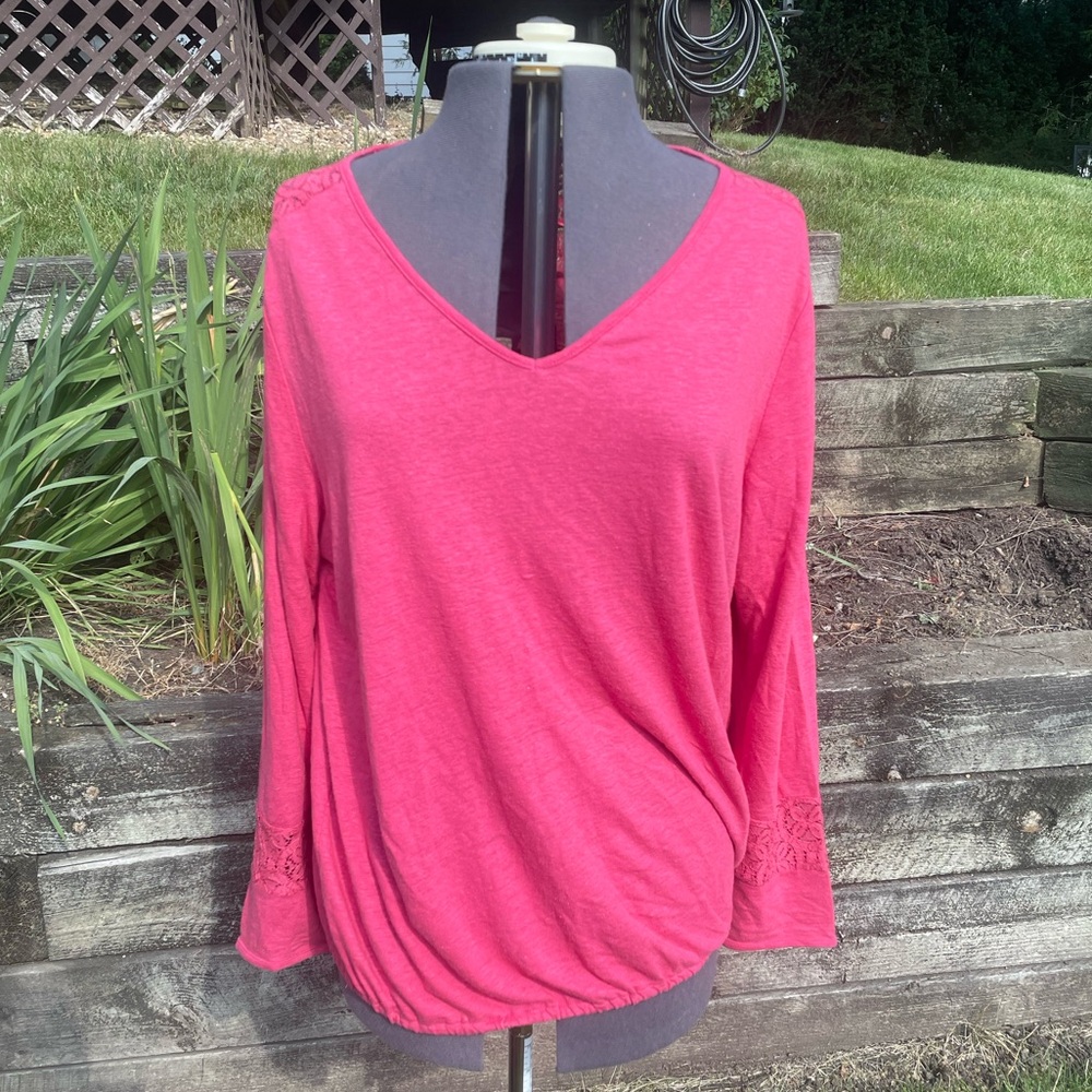 Ruff Hewn Size XL Pink Lacey Long Sleeve Shirt